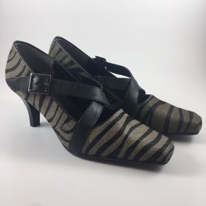 NWT Aerosoles Heavy Metal Zebra Print Heels